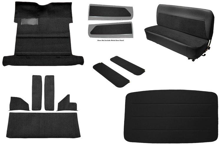Molded Loop Carpet Kit for 1955-1958 GM Regular Cab Truck w/High Tunnel [Madrid/Velour Upholstery, OE-Style Jute Backing, Black]