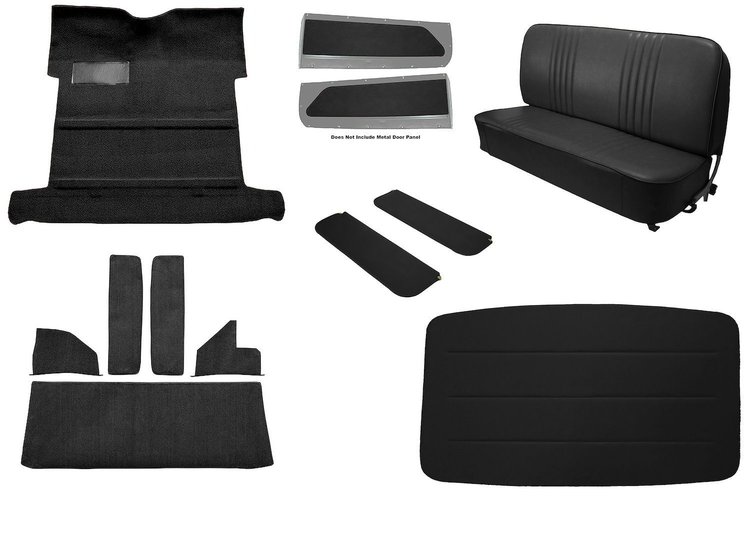 Molded Loop Carpet Kit for 1955-1958 GM Regular Cab Trucks w/High Tunnel [Madrid Grain Upholstery, Mass Backing, Black]