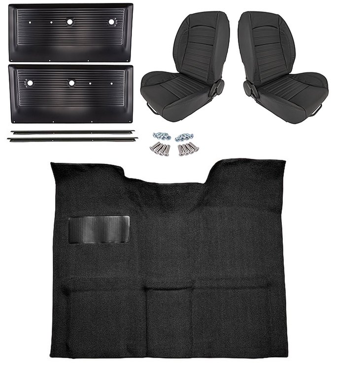Black Interior Kit w/Low-Back Buckets for 1967-1972 GM C Series Regular Cab Truck w/Auto/3-Speed Manual