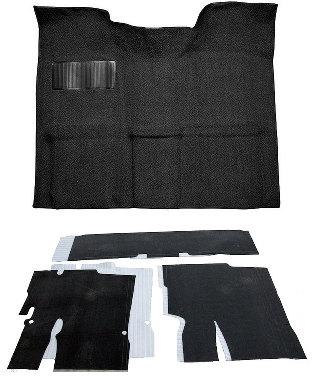 Molded Loop Carpet Kit for 1967-1972 Chevrolet, GMC C Series Regular Cab Truck w/Auto/3-Speed Manual [OE Jute Backing, Black]