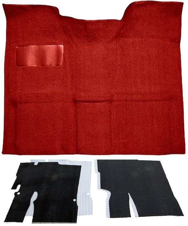 Molded Loop Carpet Kit for 1967-1972 Chevrolet, GMC C Series Regular Cab Truck w/Auto/3-Speed Manual [OE Jute Backing, Red]