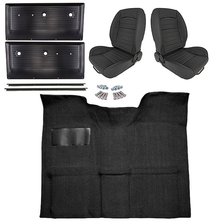 Black Interior Kit w/Low-Back Buckets for 1967-1972 GM C Series Regular Cab Truck w/Auto/3-Speed Manual