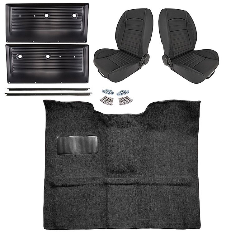 Black Interior Kit w/Low-Back Buckets for 1967-1972 GM C Series Regular Cab Truck w/TH400