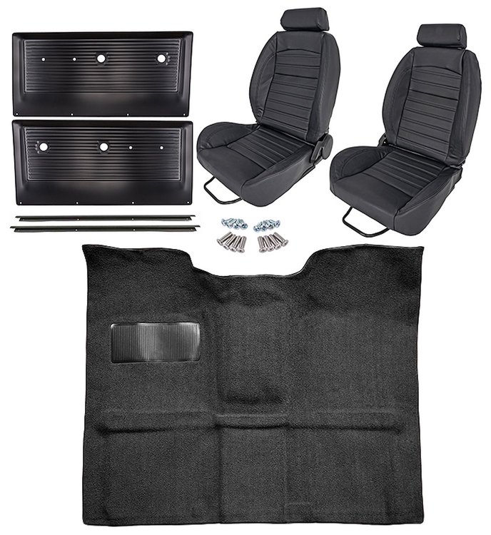 Black Interior Kit w/High-Back Buckets for 1967-1972 GM C Series Regular Cab Truck w/TH400
