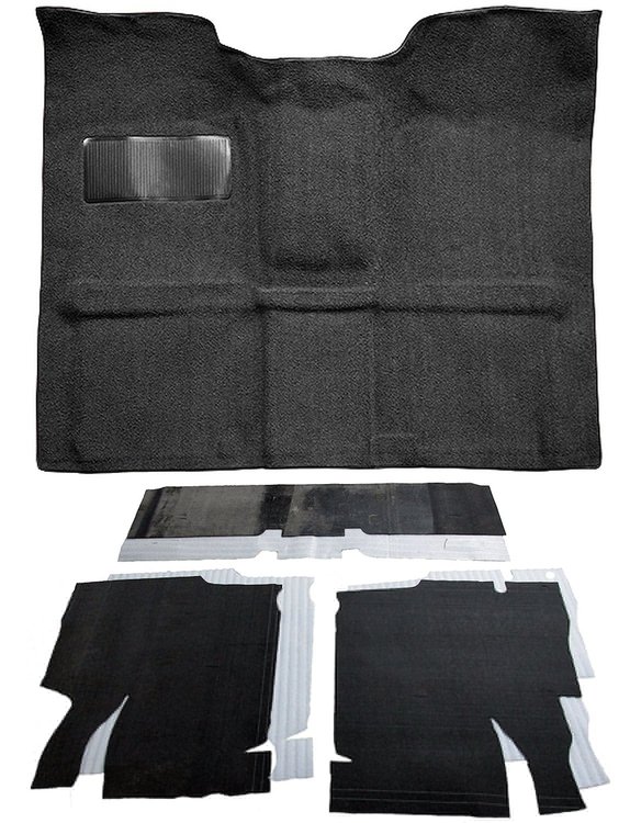 Molded Loop Carpet Kit for 1967-1972 Chevrolet, GMC C Series Regular Cab Truck w/4-Speed Manual [OE-Style Jute Backing, Black]