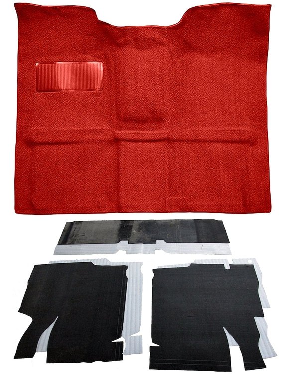 Molded Loop Carpet Kit for 1967-1972 Chevrolet, GMC C Series Regular Cab Truck w/4-Speed Manual [OE-Style Jute Backing, Red]