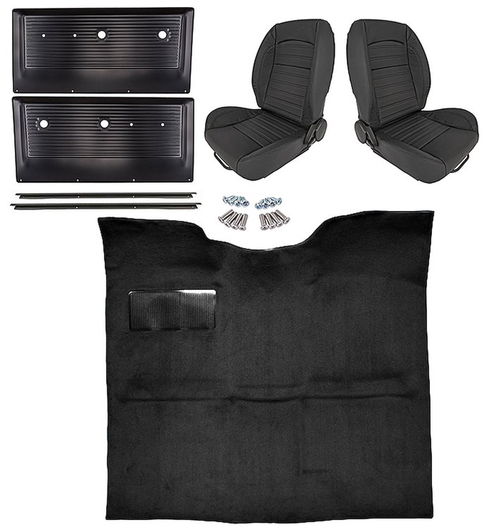 Black Interior Kit w/Low-Back Buckets for 1967-1972 GM C Series Regular Cab Trucks w/o Gas Tank in Cab