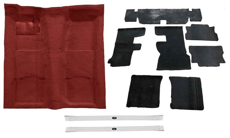 Molded Loop Carpet Kit for 1967-1969 Chevrolet Camaro, Pontiac Firebird, with Sound Deadener and Sill Plates [Red]