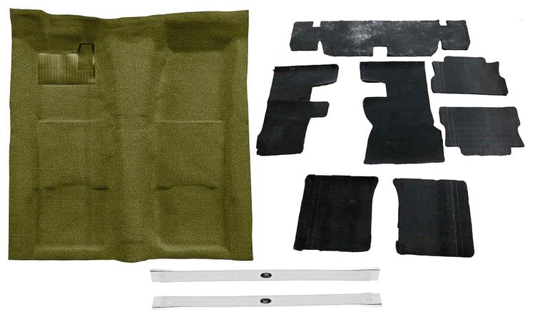 Molded Loop Carpet Kit for 1967-1969 Chevrolet Camaro, Pontiac Firebird, with Sound Deadener and Sill Plates [Ivy Gold]
