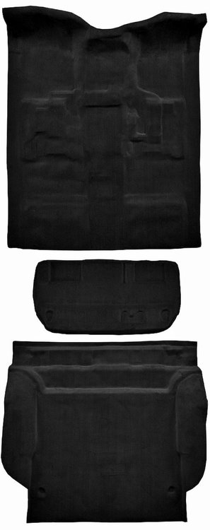 Molded Cut Pile Carpet Fits Select 2007-2010 Cadillac/Chevrolet/GMC SUVs [OE-Style Jute Backing, 3-Piece, Black]