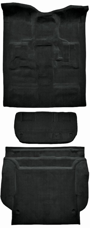 Molded Cut Pile Carpet Fits Select 2007-2010 Cadillac/Chevrolet/GMC SUVs [OE-Style Jute Backing, 3-Piece, Ebony]