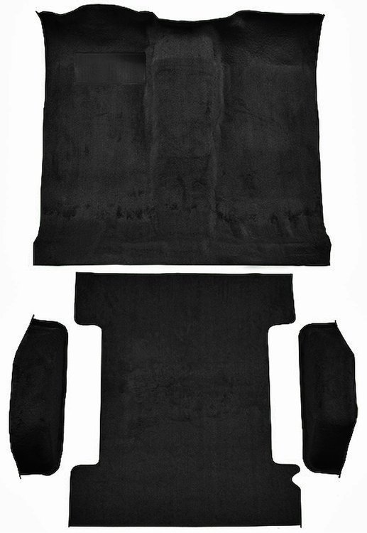 Molded Cut Pile Passenger and Cargo Area Carpet for 1974-1977 Chevy Blazer, GMC Jimmy [Mass Backing, 4-Piece, Black]