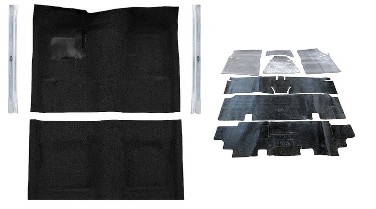 Molded Loop Carpet Kit for 1968 Chevrolet Chevy II Nova/1969-1972 Chevrolet Nova [OE-Style Jute Backing, Bench Seat, Black]