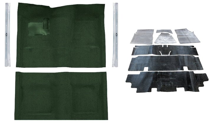 Molded Loop Carpet Kit for 1968 Chevrolet Chevy II Nova/1969-1972 Chevrolet Nova [OE-Style Jute Backing, Bench Seat, Dark Green]