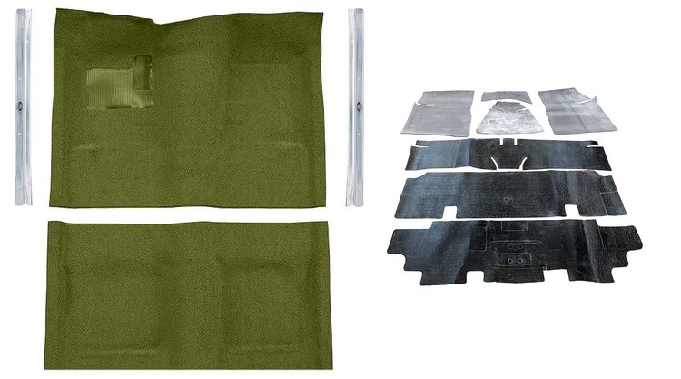 Molded Loop Carpet Kit for 1968 Chevrolet Chevy II Nova/1969-1972 Chevrolet Nova [OE-Style Jute Backing, Bench Seat, Moss Green]