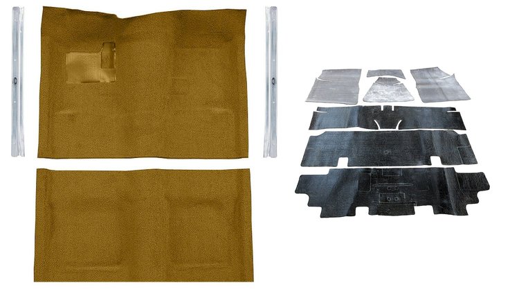 Molded Loop Carpet Kit for 1968 Chevrolet Chevy II Nova/1969-1972 Chevrolet Nova [OE-Style Jute Backing, Bench Seat, Gold]