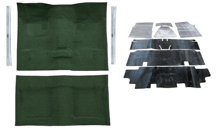 Molded Loop Carpet Kit for 1968 Chevrolet Chevy II, 1969-1972 Chevy Nova [OE-Style Jute Backing, Dark Green]