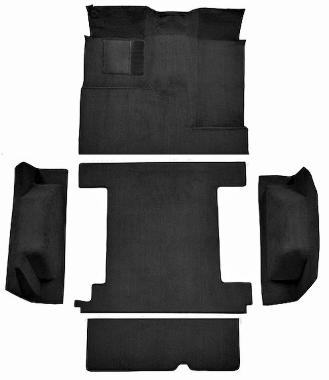 Molded Loop Carpet for 1966-1973 Ford Bronco [Mass Backing, Single Gas Tank, 5-Piece, Black]