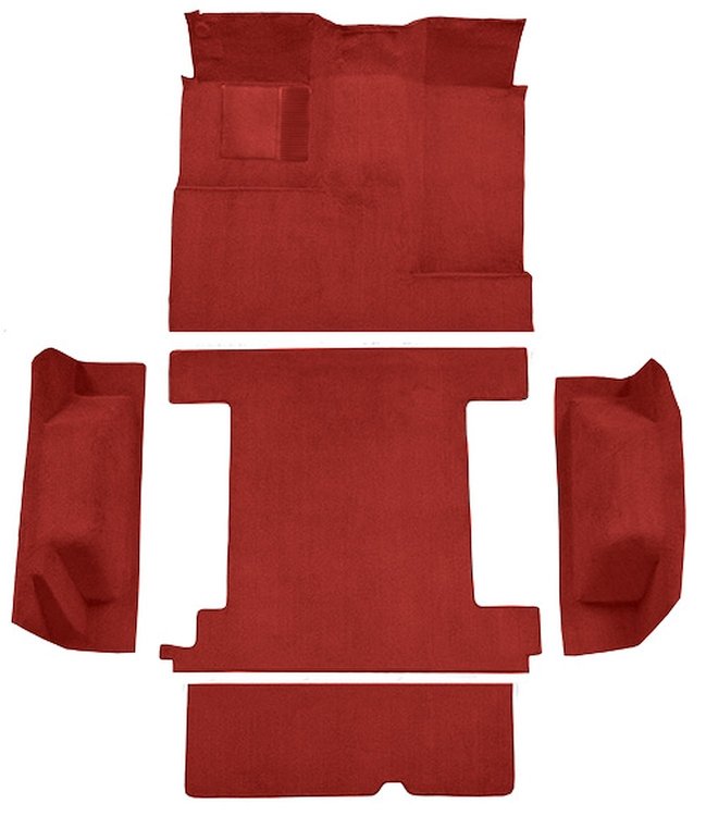 Molded Loop Carpet for 1966-1973 Ford Bronco [Mass Backing, Single Gas Tank, 5-Piece, Red]