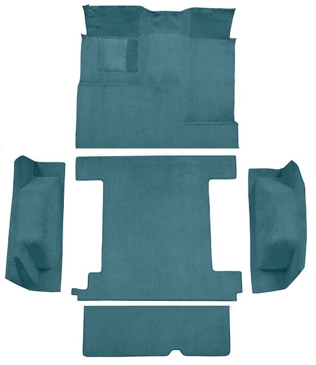 Molded Loop Carpet for 1966-1973 Ford Bronco [Mass Backing, Single Gas Tank, 5-Piece, Medium Blue]