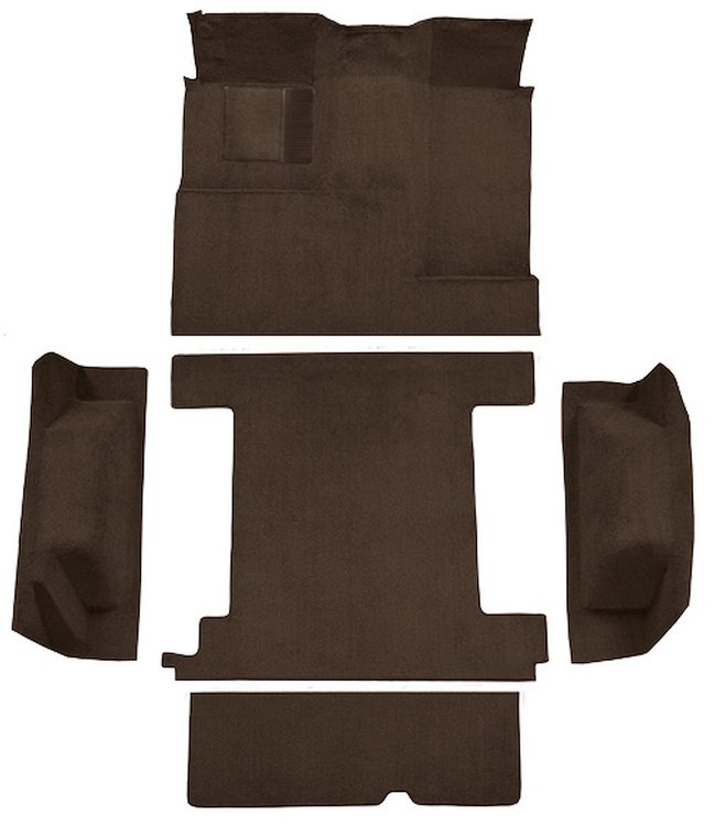 Molded Loop Carpet for 1966-1973 Ford Bronco [Mass Backing, Single Gas Tank, 5-Piece, Dark Brown]
