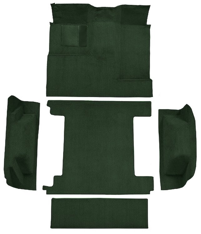 Molded Loop Carpet for 1966-1973 Ford Bronco [OE-Style Jute Backing, Dual Gas Tanks, 5-Piece, Dark Green]