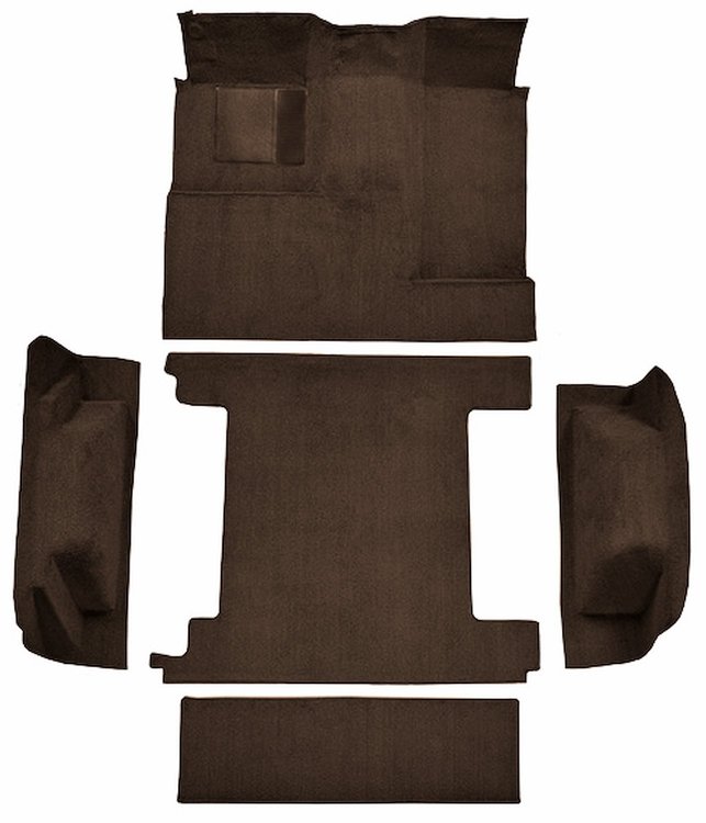 Molded Loop Carpet for 1966-1973 Ford Bronco [OE-Style Jute Backing, Dual Gas Tanks, 5-Piece, Dark Brown]