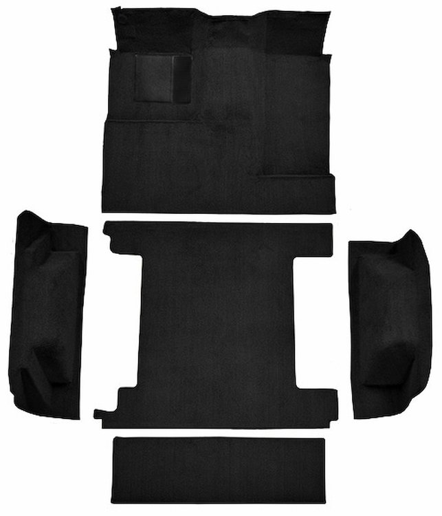 Molded Loop Carpet for 1966-1973 Ford Bronco [Mass Backing, Dual Gas Tanks, 5-Piece, Black]