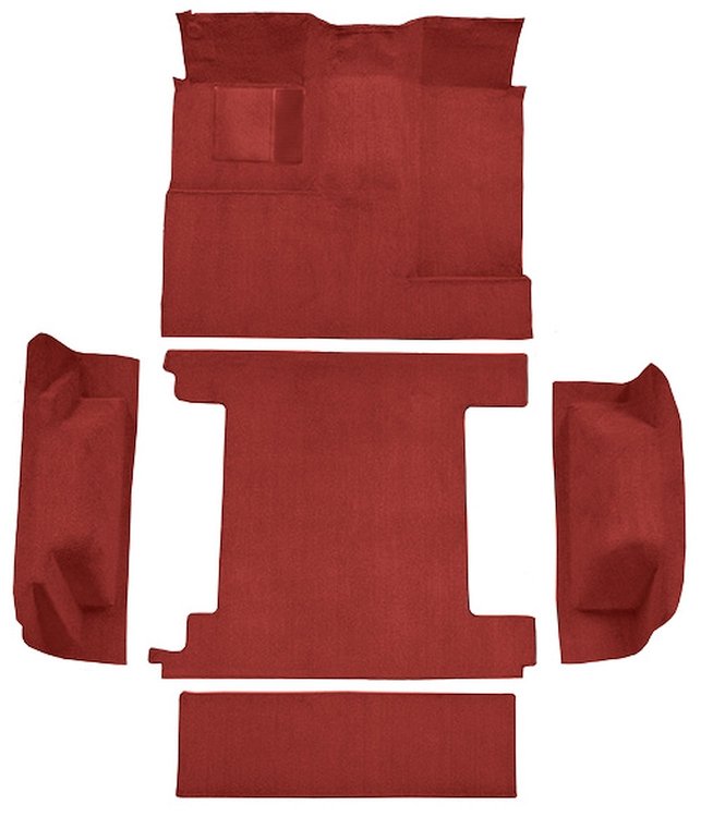 Molded Loop Carpet for 1966-1973 Ford Bronco [Mass Backing, Dual Gas Tanks, 5-Piece, Red]