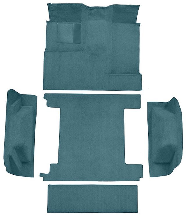 Molded Loop Carpet for 1966-1973 Ford Bronco [Mass Backing, Dual Gas Tanks, 5-Piece, Medium Blue]