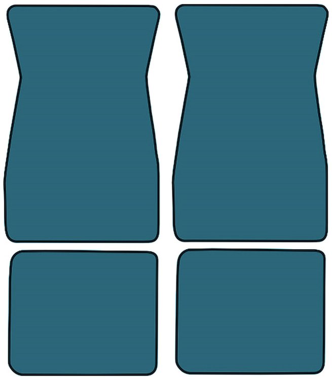 Molded Loop Floor Mats for 1967-1969 Chevrolet Camaro, Ponitac Firebird/Trans Am [4-Piece, Medium Blue]