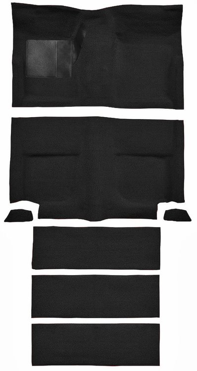 Molded Loop Carpet for 1965-1968 Ford Mustang Fastback [OE-Style Jute Backing, With Folddowns, Black]