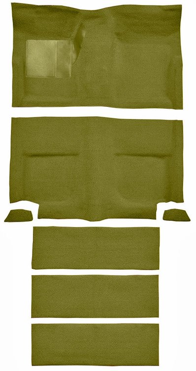 Molded Loop Carpet for 1965-1968 Ford Mustang Fastback [OE-Style Jute Backing, With Folddowns, Ivy Gold]