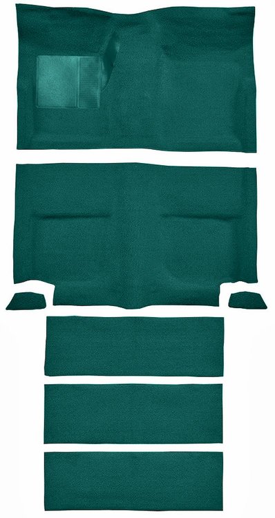 Molded Loop Carpet for 1965-1968 Ford Mustang Fastback [Mass Backing, With Folddowns, Aqua]