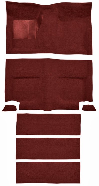 Molded Loop Carpet for 1965-1968 Ford Mustang Fastback [Mass Backing, With Folddowns, Maroon]