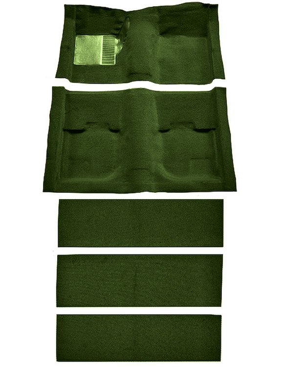 Molded Nylon-Loop Passenger and Fold Down Seat Area Carpet for 1969-1970 Ford Mustang Fastback [OE-Style Jute Backing, Green]