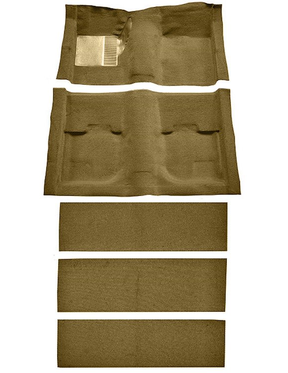 Molded Nylon-Loop Passenger and Fold Down Seat Area Carpet for 1969-1970 Ford Mustang Fastback [OE Jute Backing, Medium Saddle]