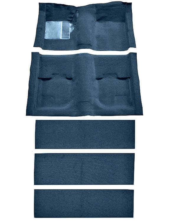 Molded Nylon-Loop Passenger and Fold Down Seat Area Carpet for 1969-1970 Ford Mustang Fastback [Mass Backing, Medium Blue]