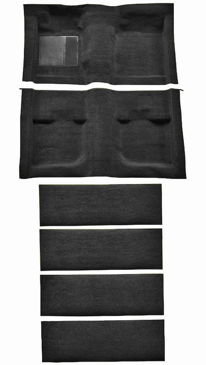 Molded Nylon-Loop Passenger and Fold Down Seat Area Carpet for 1971-1973 Ford Mustang [Mass Backing, Black]