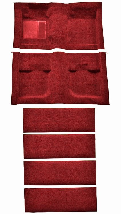 Molded Nylon-Loop Passenger and Fold Down Seat Area Carpet for 1971-1973 Ford Mustang [Mass Backing, Medium Red]