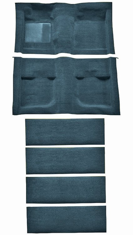 Molded Nylon-Loop Passenger and Fold Down Seat Area Carpet for 1971-1973 Ford Mustang [Mass Backing, Medium Blue]