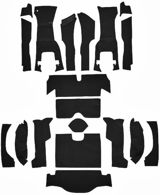 Cut and Sewn Loop Interior Carpet for 1963 Chevrolet Corvette Coupe [With Tool Box Cut, No Backing, Black]