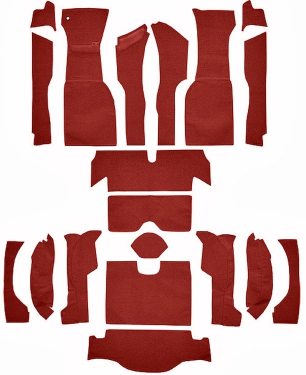 Cut and Sewn Loop Interior Carpet for 1963 Chevrolet Corvette Coupe [Without Tool Box Cut, No Backing, Red]