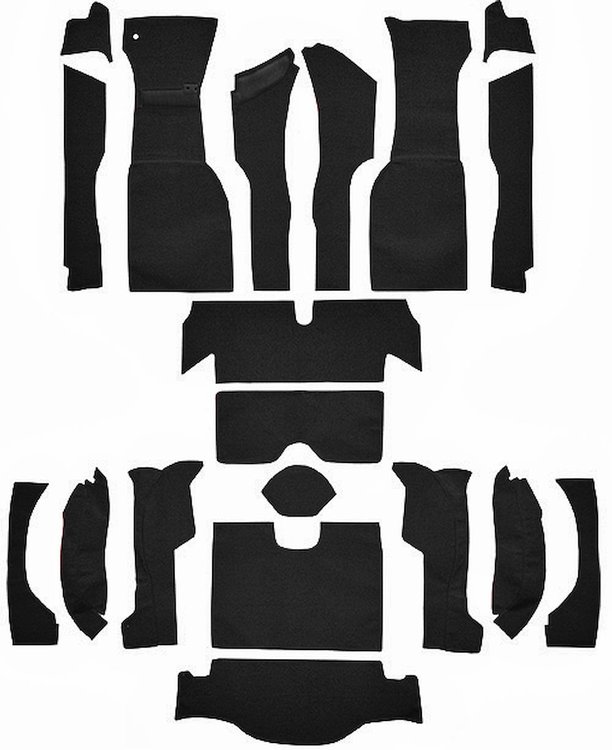 Cut and Sewn Loop Interior Carpet for 1963 Chevrolet Corvette Coupe [Without Tool Box Cut, Foam Backing, Black]
