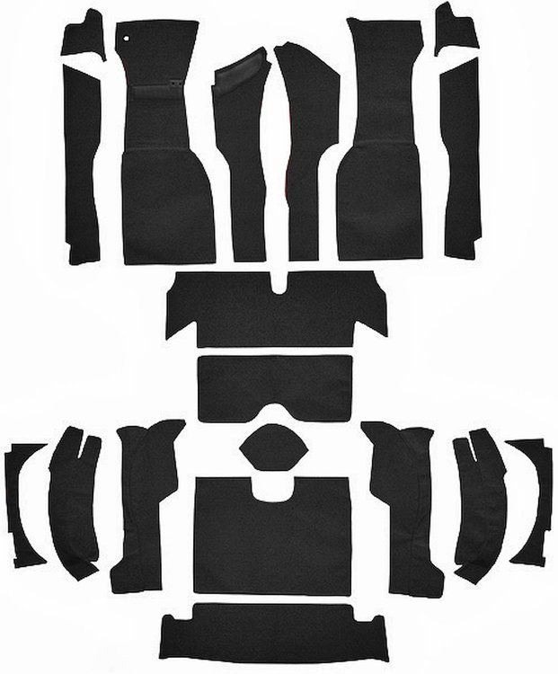Cut and Sewn Loop Interior Carpet for 1963 Chevrolet Corvette Convertible [Without Tool Box Cut, No Backing, Black]