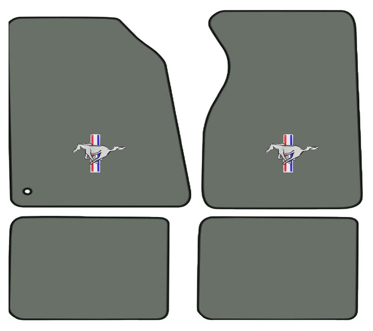 Molded Cut Pile Floor Mats for 1994-2004 Ford Mustang [Silver Running Pony Logo, 4-Piece, Opal]