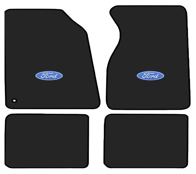 Molded Cut Pile Floor Mats for 1994-2004 Ford Mustang [Ford In Oval Logo, 4-Piece, Black]