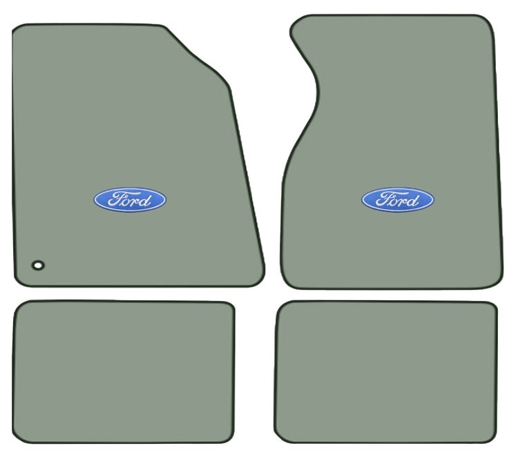 Molded Cut Pile Floor Mats for 1994-2004 Ford Mustang [Ford In Oval Logo, 4-Piece, Dove Gray]