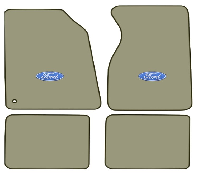 Molded Cut Pile Floor Mats for 1994-2004 Ford Mustang [Ford In Oval Logo, 4-Piece, Sandalwood]