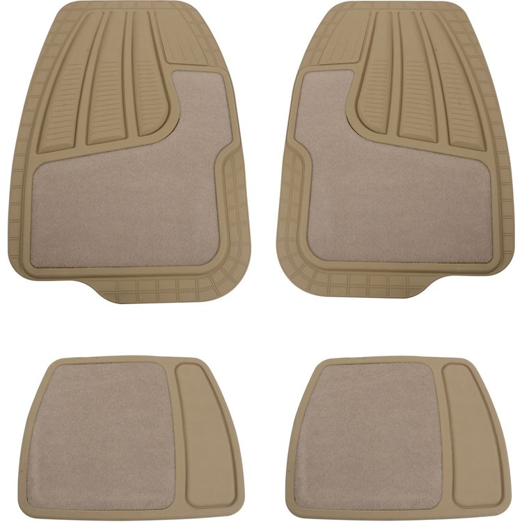 Carpet/Rubber Floor Mats Beige [Universal 4 piece]